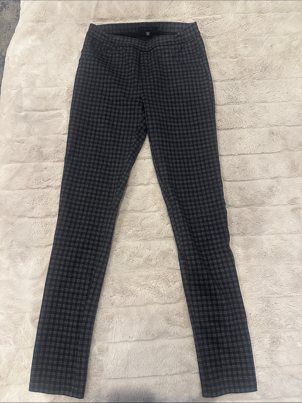 Sanctuary Black & Gray Plaid Ponte Kids Leggings